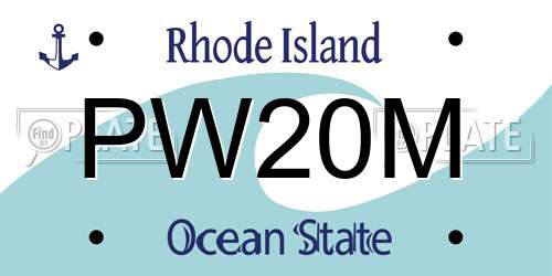 PW20M Rhode Island License Plate