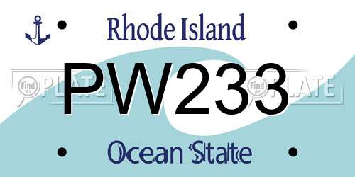 PW233 Rhode Island License Plate