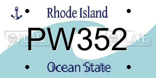 PW352 Rhode Island License Plate