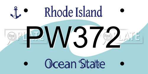 PW372 Rhode Island License Plate