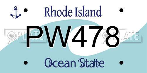PW478 Rhode Island License Plate