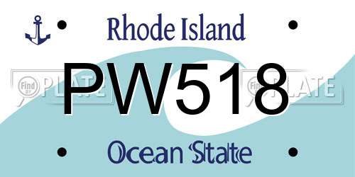 PW518 Rhode Island License Plate