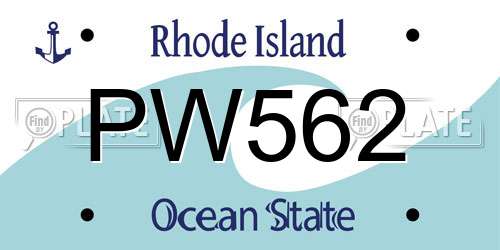 PW562 Rhode Island License Plate