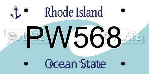 PW568 Rhode Island License Plate