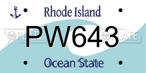 PW643 Rhode Island License Plate
