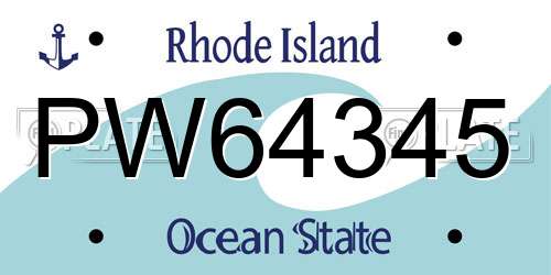 PW64345 Rhode Island License Plate