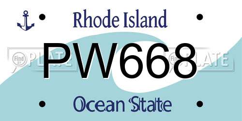 PW668 Rhode Island License Plate