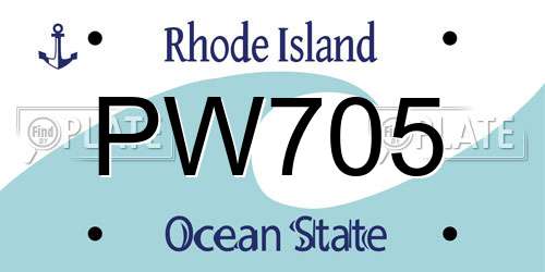 PW705 Rhode Island License Plate