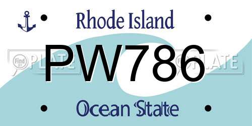 PW786 Rhode Island License Plate