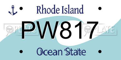 PW817 Rhode Island License Plate