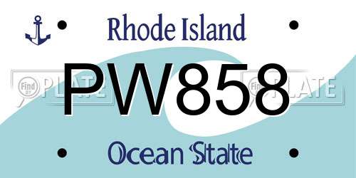 PW858 Rhode Island License Plate