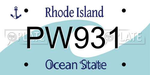 PW931 Rhode Island License Plate
