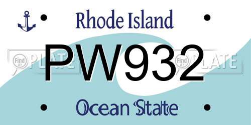 PW932 Rhode Island License Plate