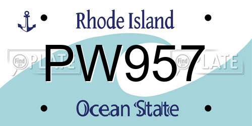 PW957 Rhode Island License Plate