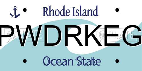 PWDRKEG Rhode Island License Plate