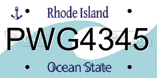 PWG4345 Rhode Island License Plate