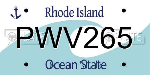 PWV265 Rhode Island License Plate