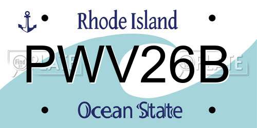 PWV26B Rhode Island License Plate