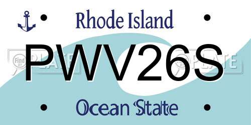 PWV26S Rhode Island License Plate