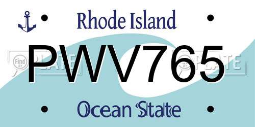 PWV765 Rhode Island License Plate
