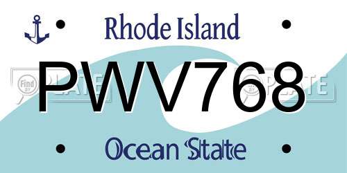 PWV768 Rhode Island License Plate