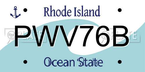 PWV76B Rhode Island License Plate