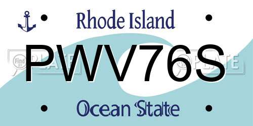 PWV76S Rhode Island License Plate