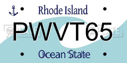 PWVT65 Rhode Island License Plate