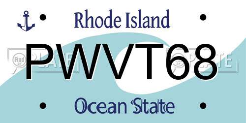 PWVT68 Rhode Island License Plate