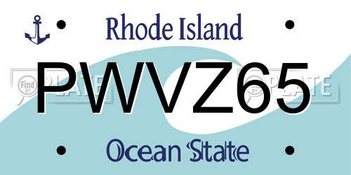 PWVZ65 Rhode Island License Plate