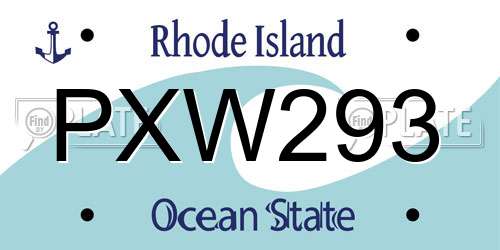 PXW293 Rhode Island License Plate