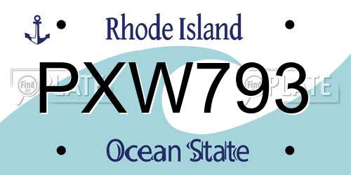 PXW793 Rhode Island License Plate