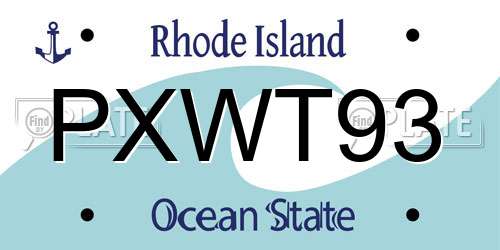 PXWT93 Rhode Island License Plate