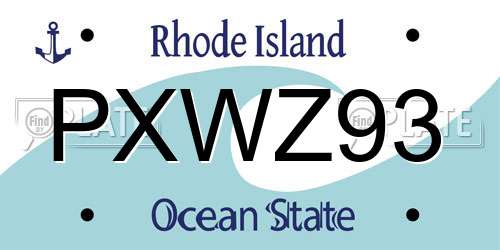 PXWZ93 Rhode Island License Plate