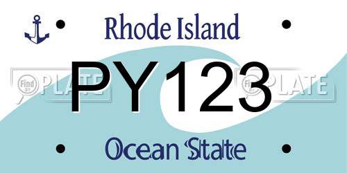 PY123 Rhode Island License Plate