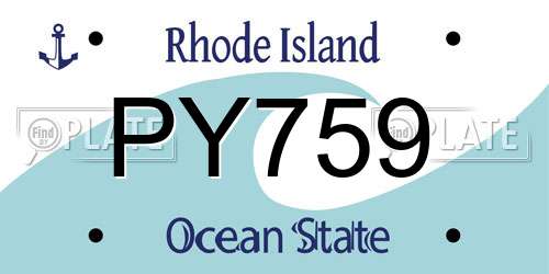 PY759 Rhode Island License Plate