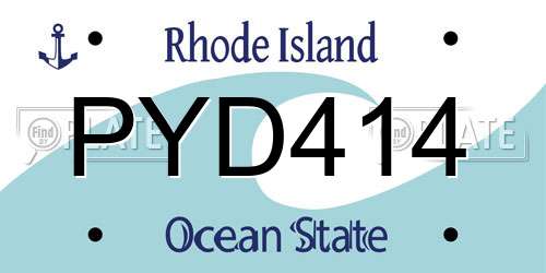 PYD414 Rhode Island License Plate