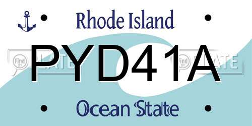 PYD41A Rhode Island License Plate