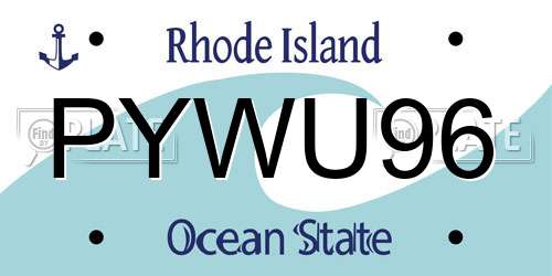 PYWU96 Rhode Island License Plate