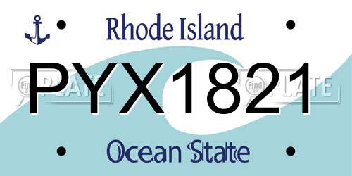 PYX1821 Rhode Island License Plate