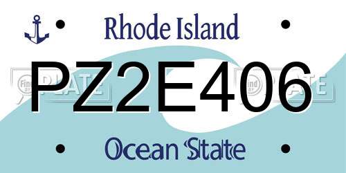 PZ2E406 Rhode Island License Plate