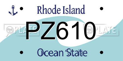 PZ610 Rhode Island License Plate