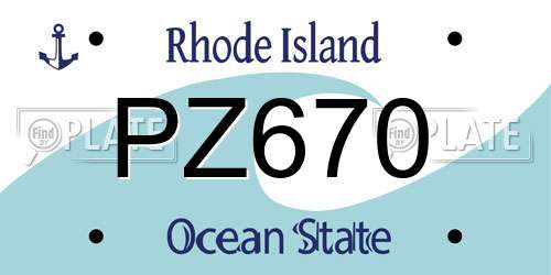 PZ670 Rhode Island License Plate