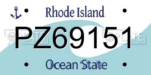 PZ69151 Rhode Island License Plate