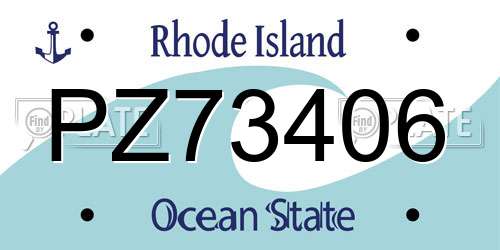 PZ73406 Rhode Island License Plate