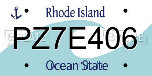 PZ7E406 Rhode Island License Plate