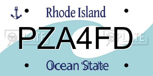 PZA4FD Rhode Island License Plate