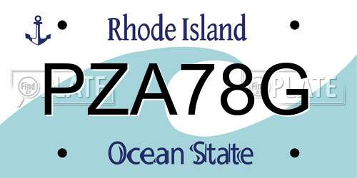 PZA78G Rhode Island License Plate