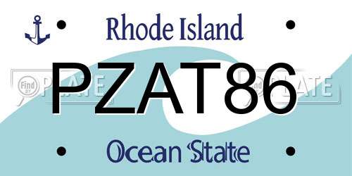 PZAT86 Rhode Island License Plate