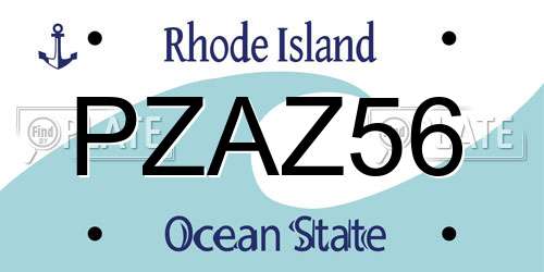PZAZ56 Rhode Island License Plate